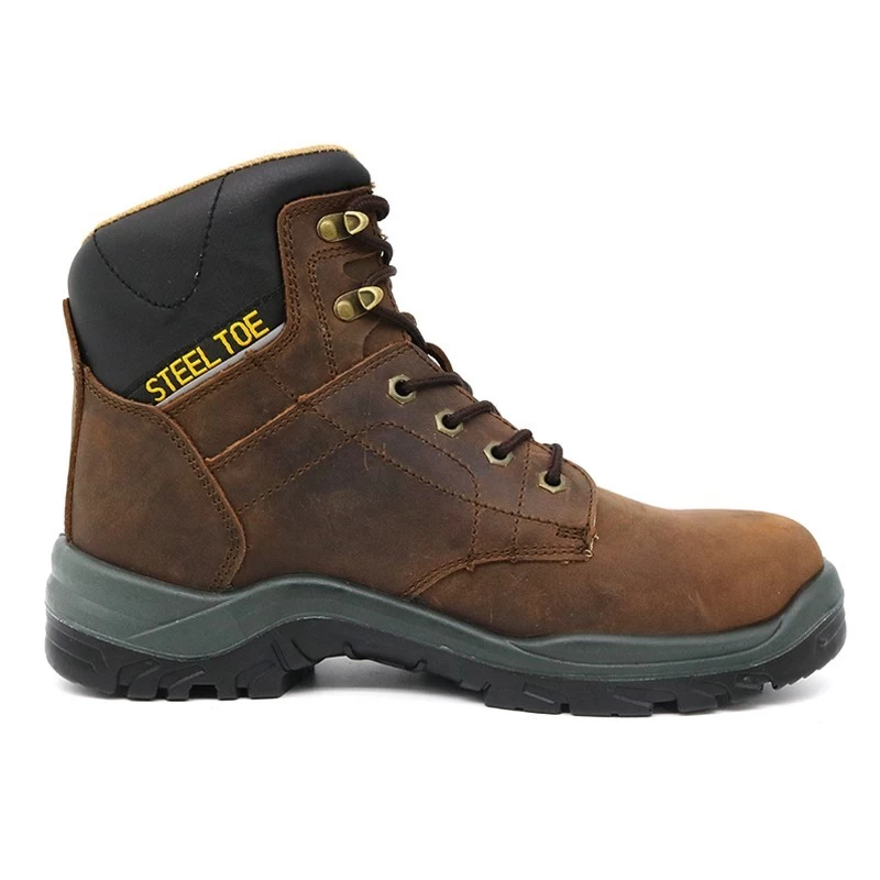 China TM118 Crazy horse leather anti puncture steel toe industry safety boots for men manufacturer