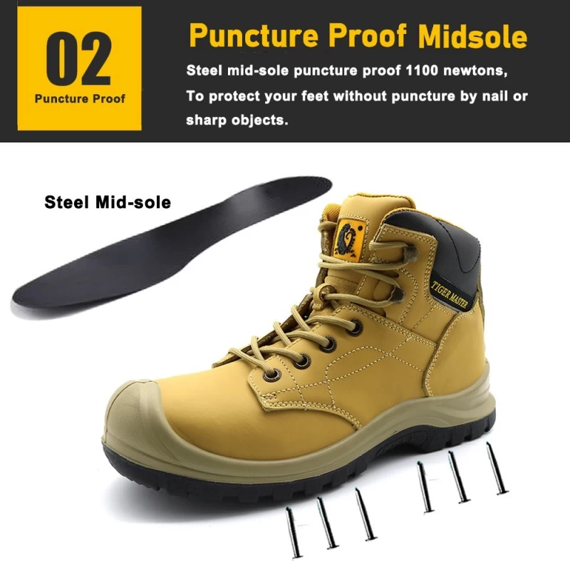 China TM118 Non-slip split nubuck leather steel toe anti puncture safety boots men manufacturer