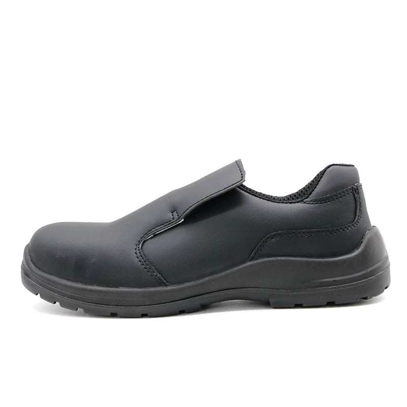 China TM079-1 New anti-slip black microfiber leather fiberglass toe anti static safety shoes kitchen manufacturer