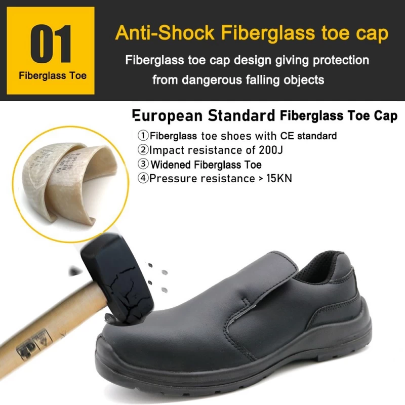 China TM079 New anti-skid fiberglass toe puncture proof white kitchen safety shoes without lace - COPY - ngjdj0 Hersteller