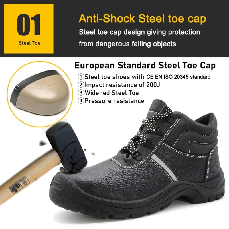 China TM3213 Steel toe steel mid plate cheap price leather safety shoes for men manufacturer