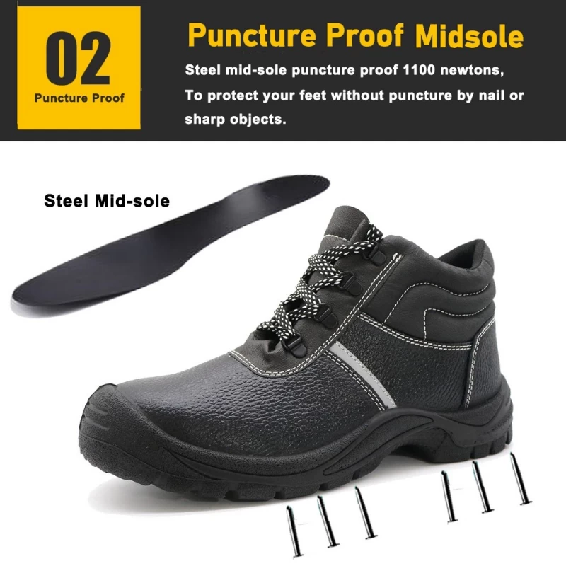 China TM3213 Steel toe steel mid plate cheap price leather safety shoes for men manufacturer
