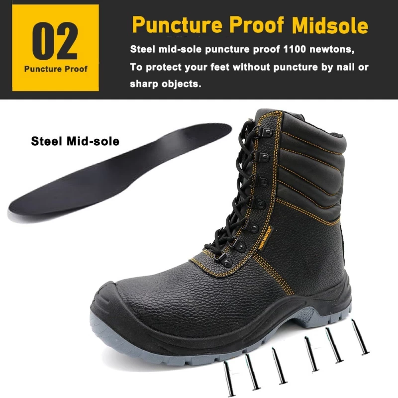 China TM3220 High-cut steel toe and steel mid plate industrial safety boots for men manufacturer