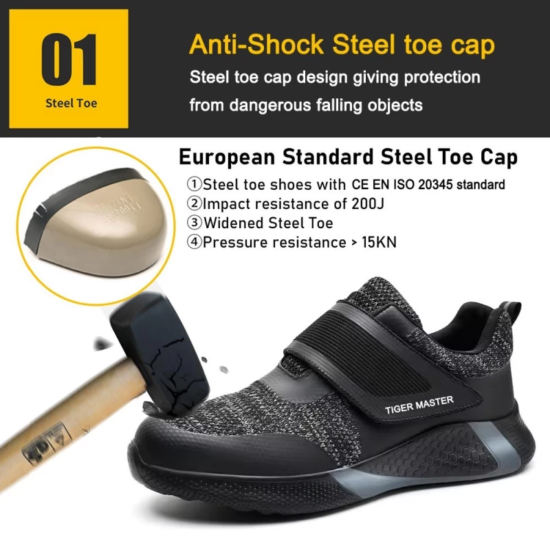 China TM3228 steel toe puncture proof comfort fashionable safety shoes without lace manufacturer