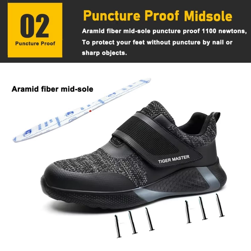 China TM3228 steel toe puncture proof comfort fashionable safety shoes without lace manufacturer