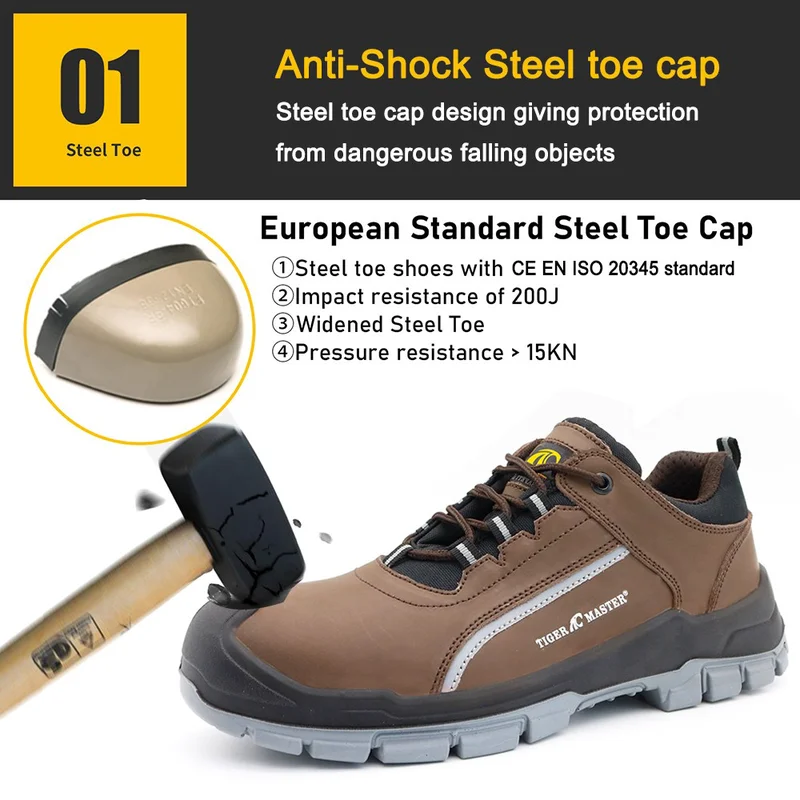China TM181 Anti slip prevent puncture steel toe brown security shoes for men manufacturer