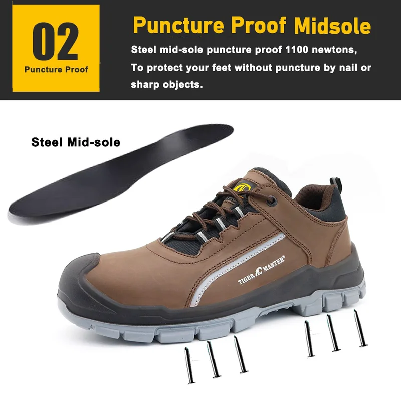 China TM181 Anti slip prevent puncture steel toe brown security shoes for men manufacturer
