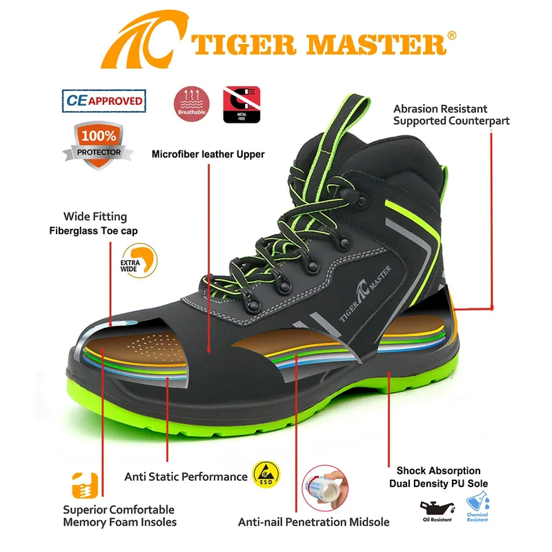 China TM275 Oil slip resistance fiberglass toe prevent puncture security shoes manufacturer