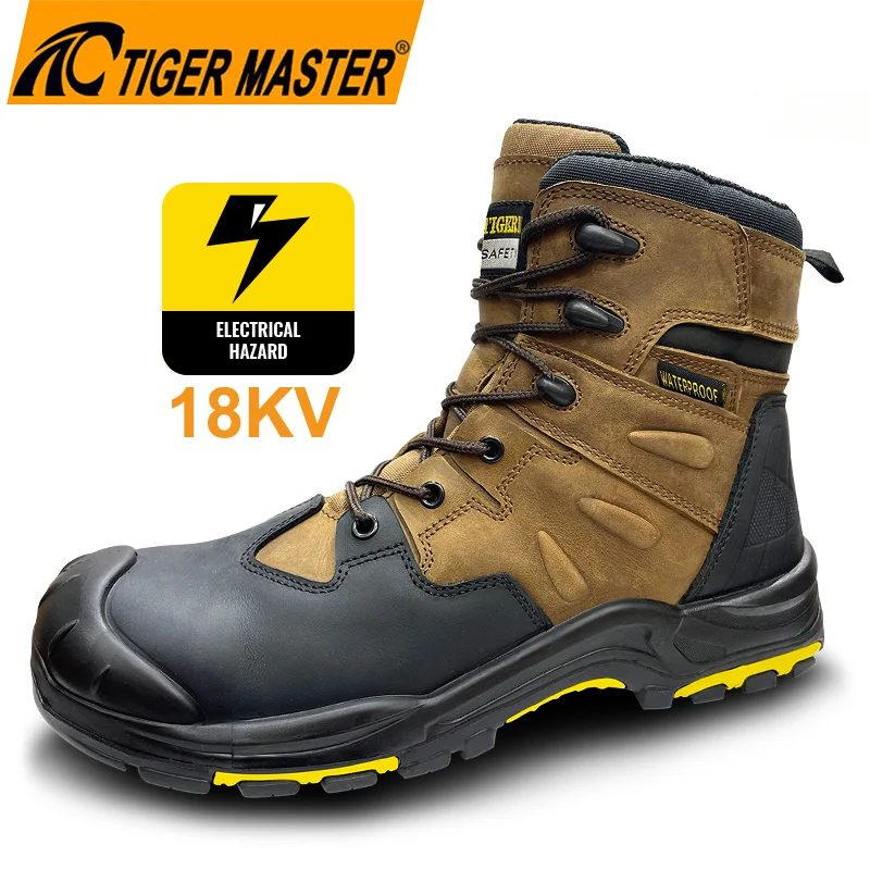 China TM134 Anti puncture Fiberglass toe electrical waterproof safety boots manufacturer