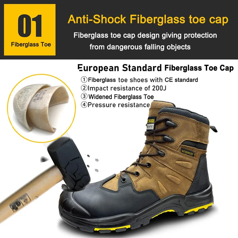 China TM134 Anti puncture Fiberglass toe electrical waterproof safety boots manufacturer