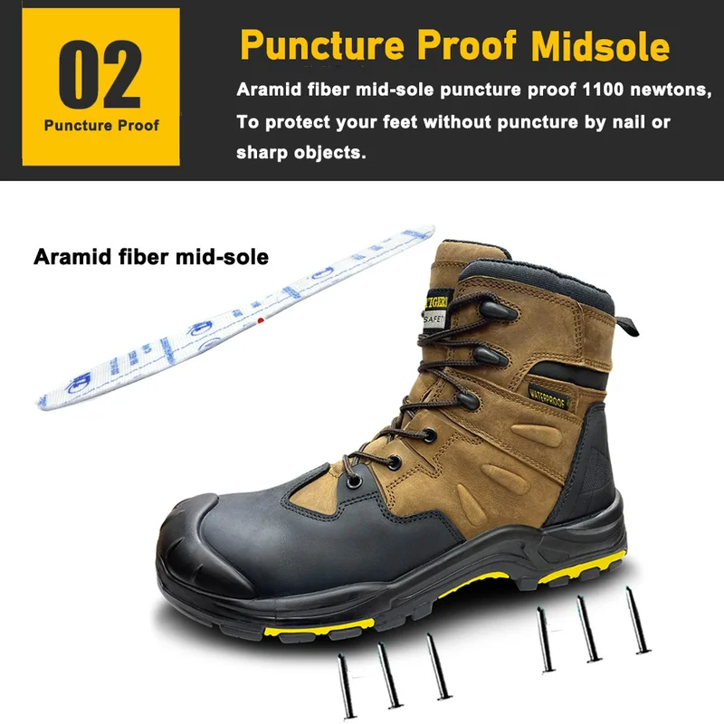 China TM134 Anti puncture Fiberglass toe electrical waterproof safety boots manufacturer