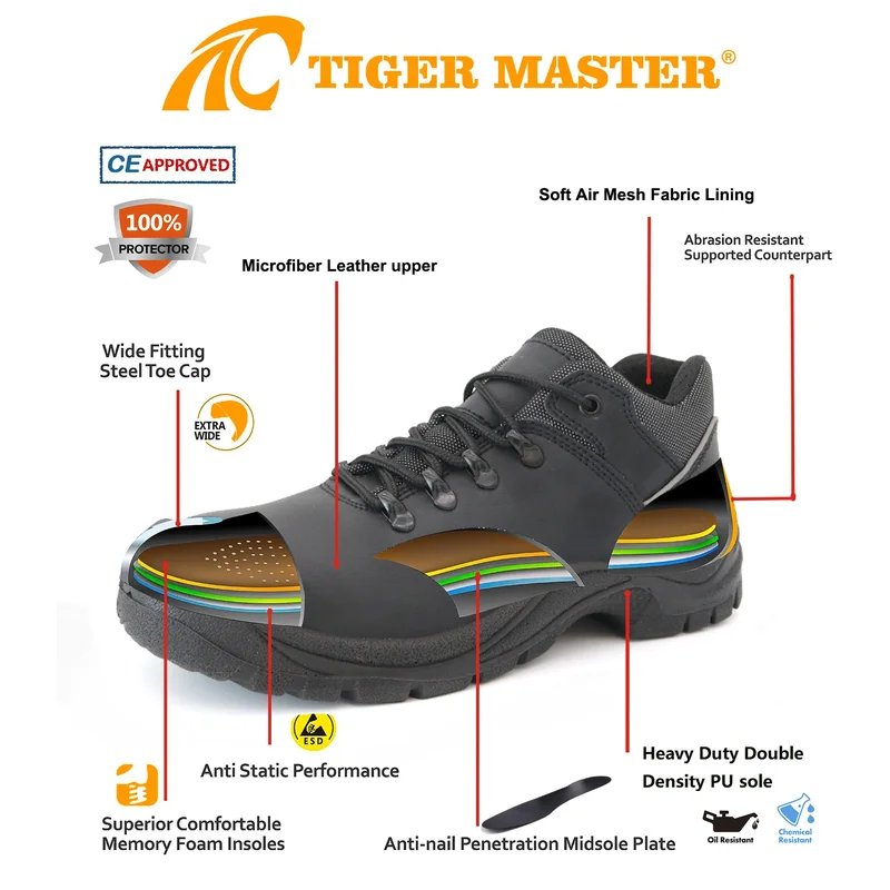 中国 TM087L 钢趾防刺穿建筑工作鞋 制造商