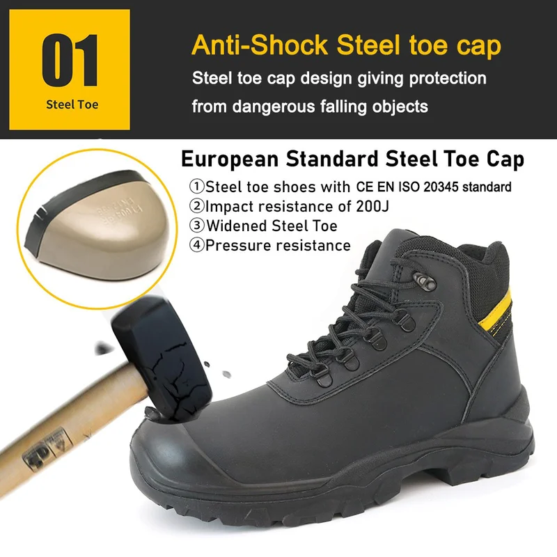中国 TM089 防刺穿钢趾施工安全靴 黑色 制造商