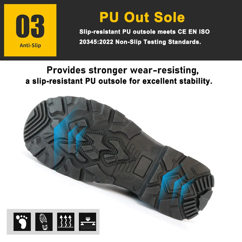 中国 TM089 防刺穿钢趾施工安全靴 黑色 制造商