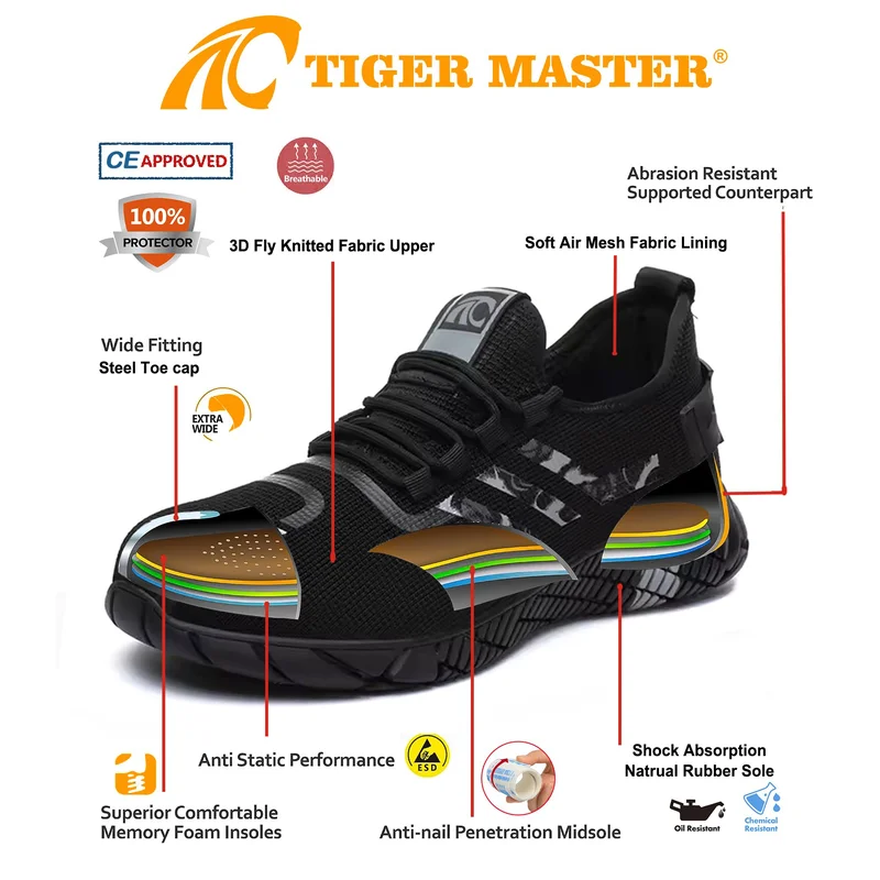 China TM2012 steel toe anti puncture stylish safety shoes sport manufacturer