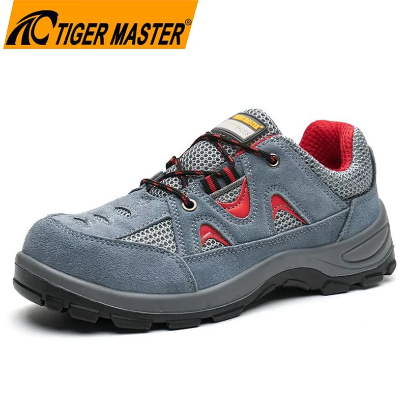 China TM266 Anti slip stalen teen punctie proof blauwe suède veiligheidsschoenen fabrikant
