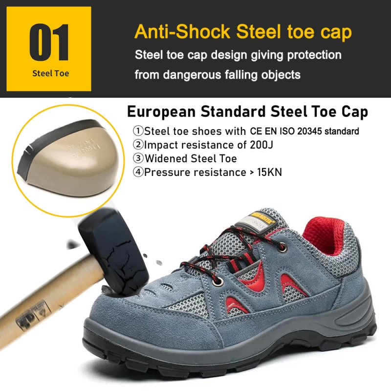 China TM266 Anti slip stalen teen punctie proof blauwe suède veiligheidsschoenen fabrikant