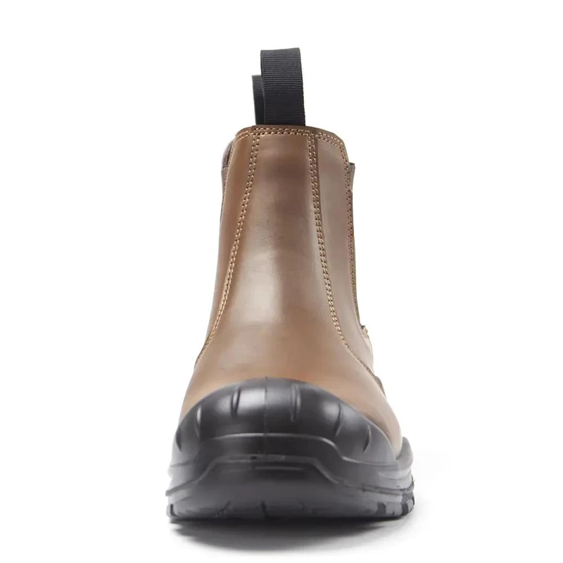 Chine TM3325 Le cuir marron empêcher la perforation des orteils en acier sans lacets Bottes de sécurité fabricant