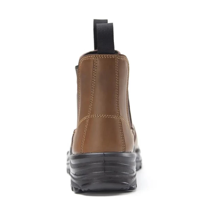 Chine TM3325 Le cuir marron empêcher la perforation des orteils en acier sans lacets Bottes de sécurité fabricant