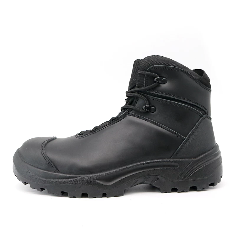 China TM3339 Genuine Leather Fiberglass Toe Anti Puncture Safety Boots Black manufacturer