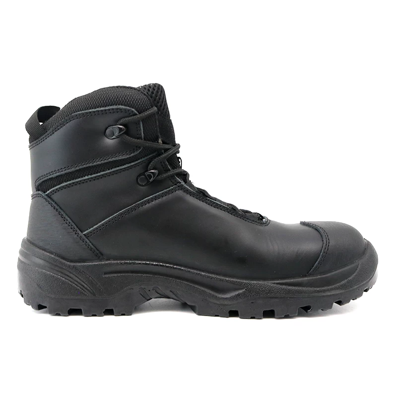 China TM3339 Genuine Leather Fiberglass Toe Anti Puncture Safety Boots Black manufacturer