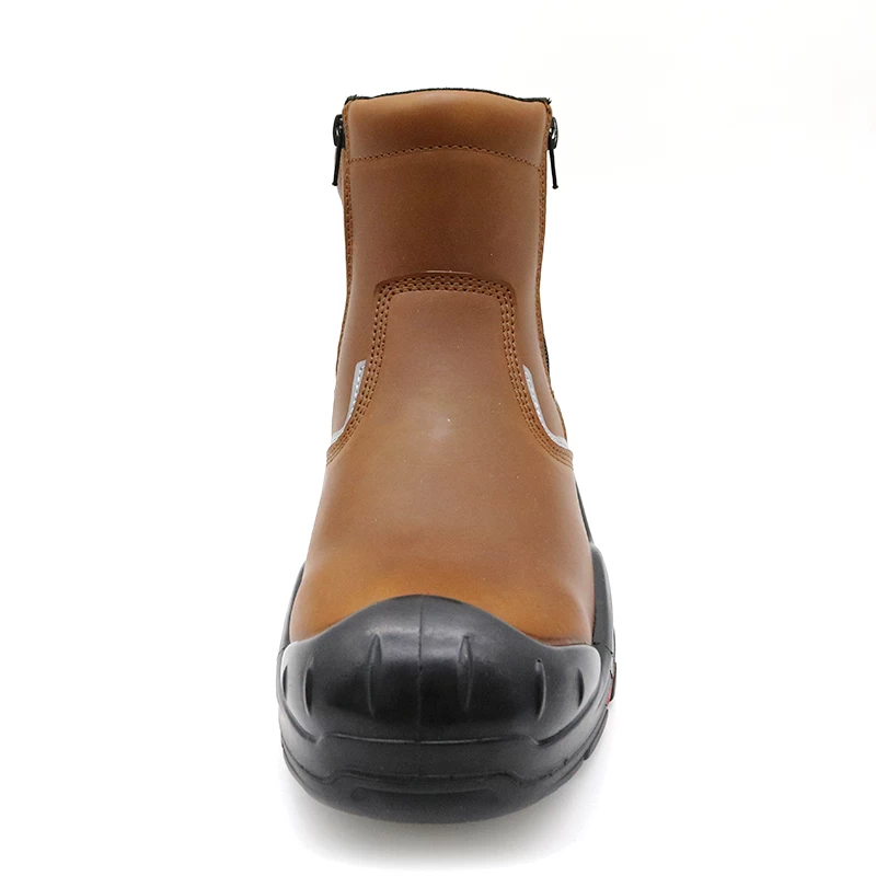 China TM106 PU Rubber Sole Fiberglass Toe Safety Boots with Zippers manufacturer