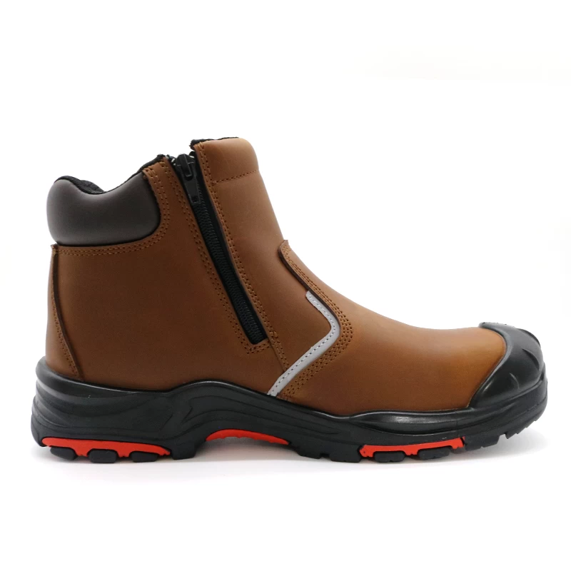 China TM106 PU Rubber Sole Fiberglass Toe Safety Boots with Zippers manufacturer