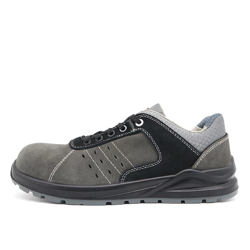 China TM2020 Fiberglass toe puncture proof anti static grey suede sport safety shoes manufacturer