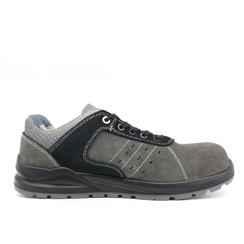 China TM2020 Fiberglass toe puncture proof anti static grey suede sport safety shoes manufacturer