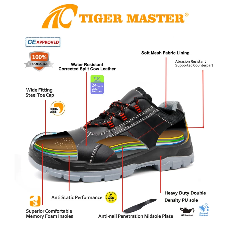 China TM188L Anti Slip Steel Toe Punctule Proof Work Safety Shoes fabrikant