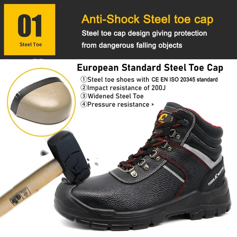 China TM092 Steel Toe Steel Mid-sole Leather Mining Safety Shoes for Workers manufacturer