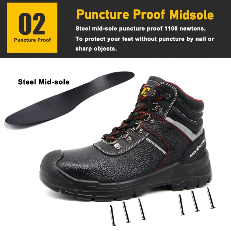 China TM092 Steel Toe Steel Mid-sole Leather Mining Safety Shoes for Workers manufacturer