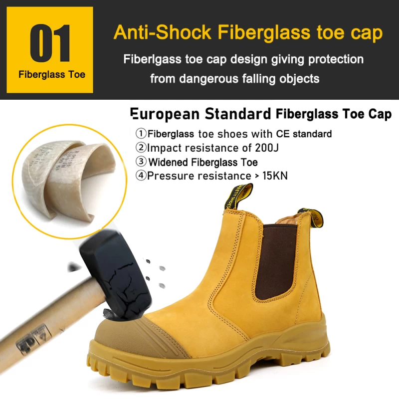 China TM189 Nubuck Leather Anti-Smashing No Laces Safety Boots Fiber Teen fabrikant