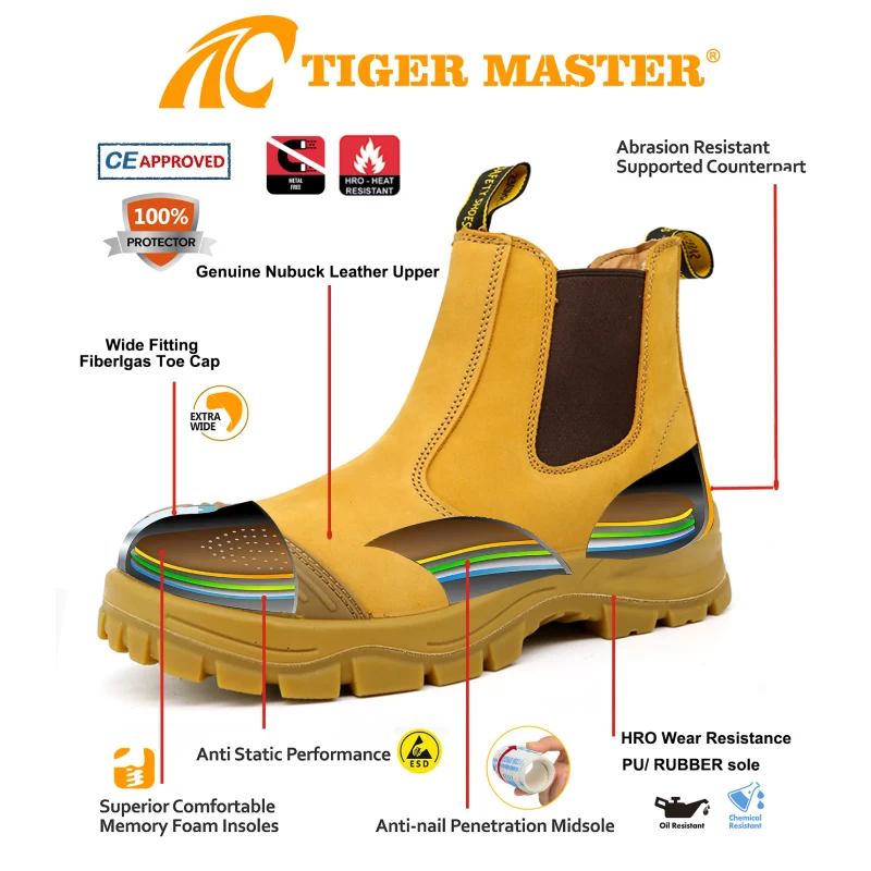China TM189 Nubuck Leather Anti-Smashing No Laces Safety Boots Fiber Teen fabrikant