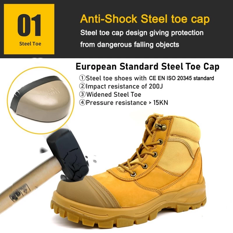 China TM135 Nubuck leather steel toe oil gas industry safety boots with zipper manufacturer