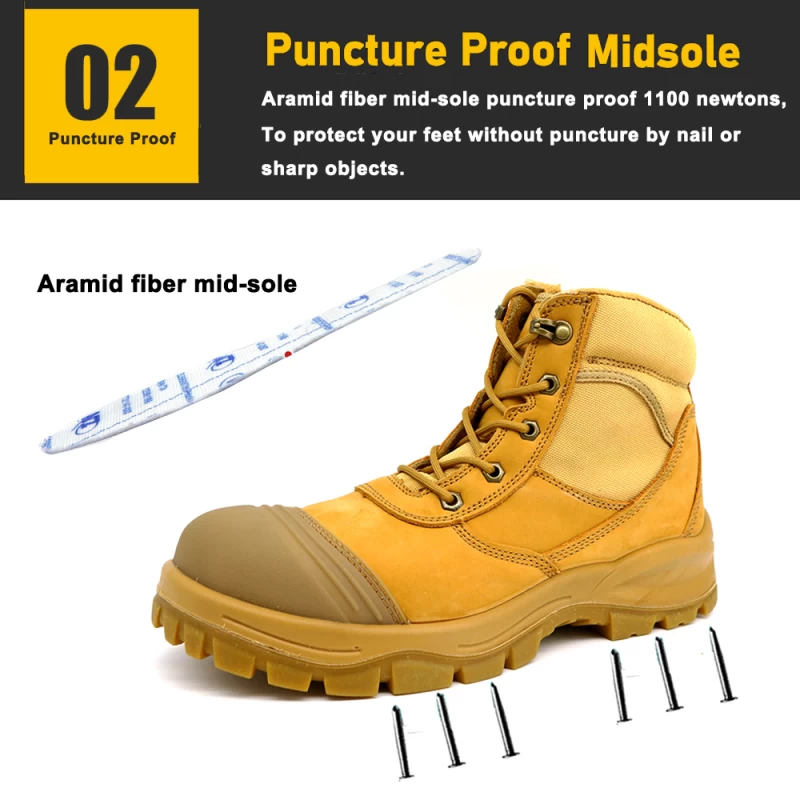 China TM135 Nubuck leather steel toe oil gas industry safety boots with zipper manufacturer