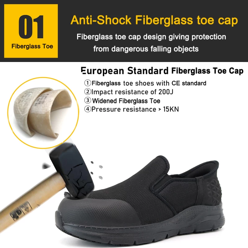 China TM2022 Slip-ins Anti-skid Fiberglass Toe Workshop Safety Shoes Without Laces manufacturer