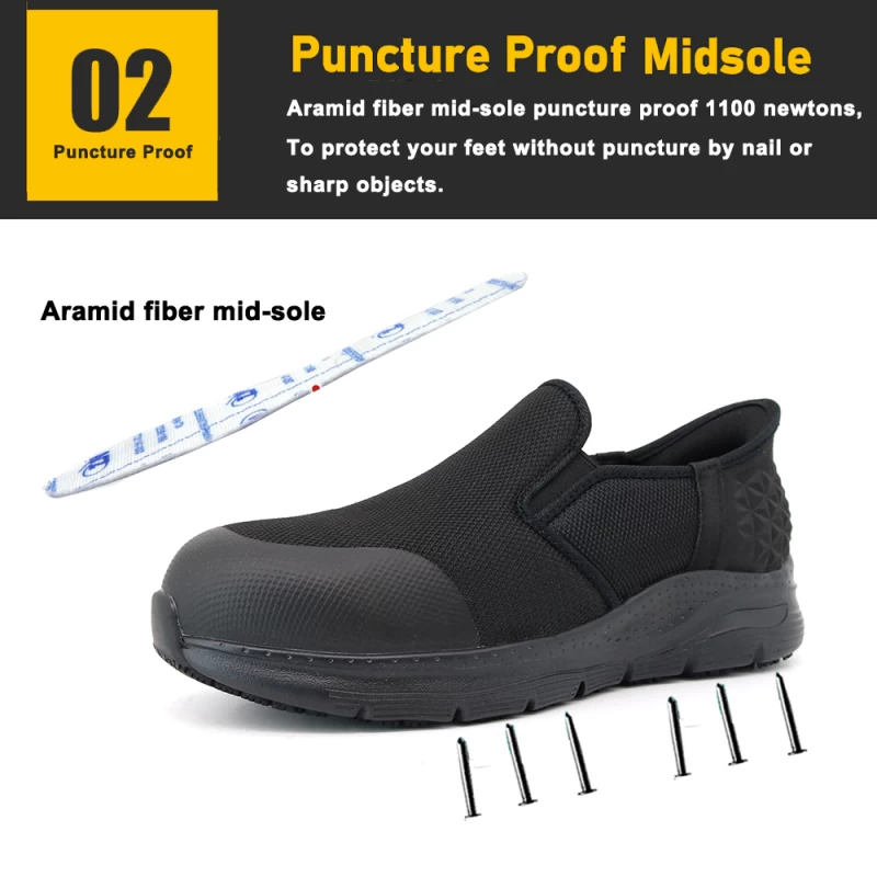 China TM2022 Slip-ins Anti-skid Fiberglass Toe Workshop Safety Shoes Without Laces manufacturer