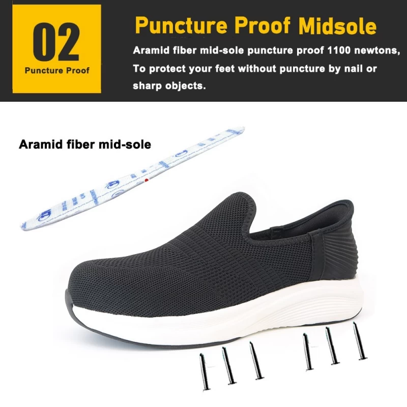 China TM2025 Slip-ins Hand Free Fiberglass Toe Anti Puncture No laces Safety Shoes for Men manufacturer