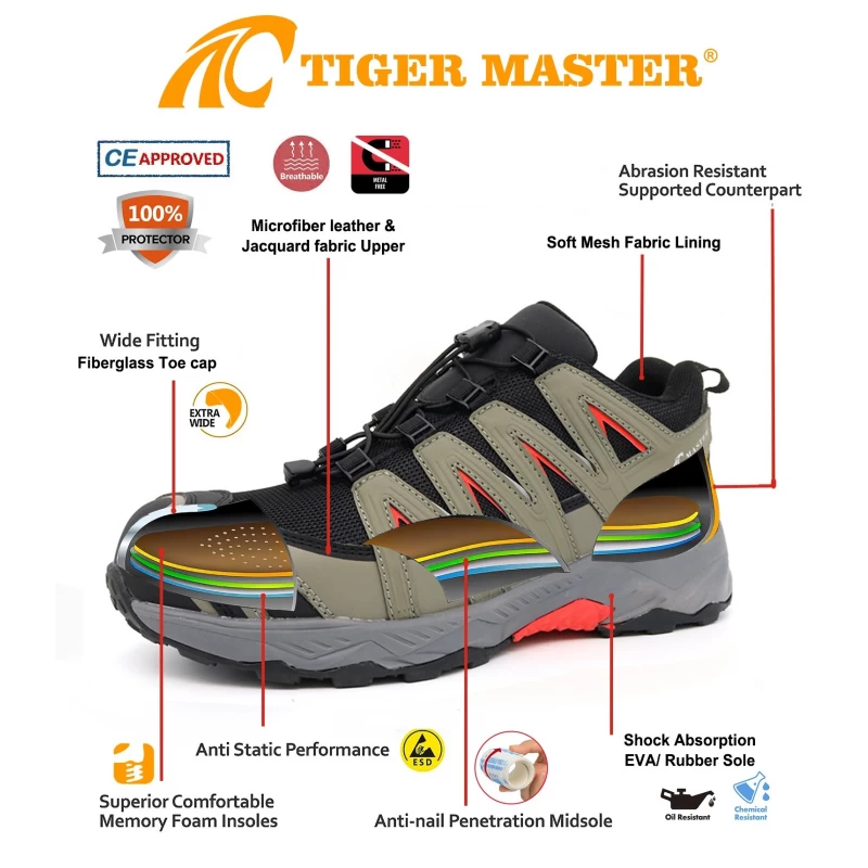 China TM2031 New Anti-skid Fiberglass Toe Hiking Sport Safety Shoes Light Weight manufacturer