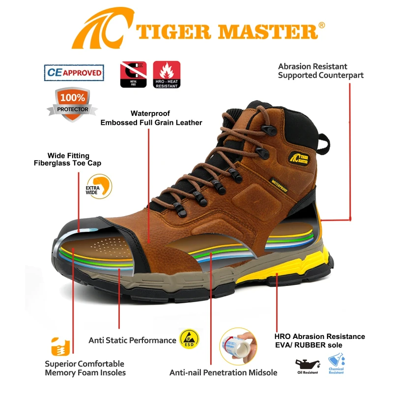 China TM198 High Quality Fiberglass Toe Waterproof Safety Boots for Oil Gas Industry manufacturer