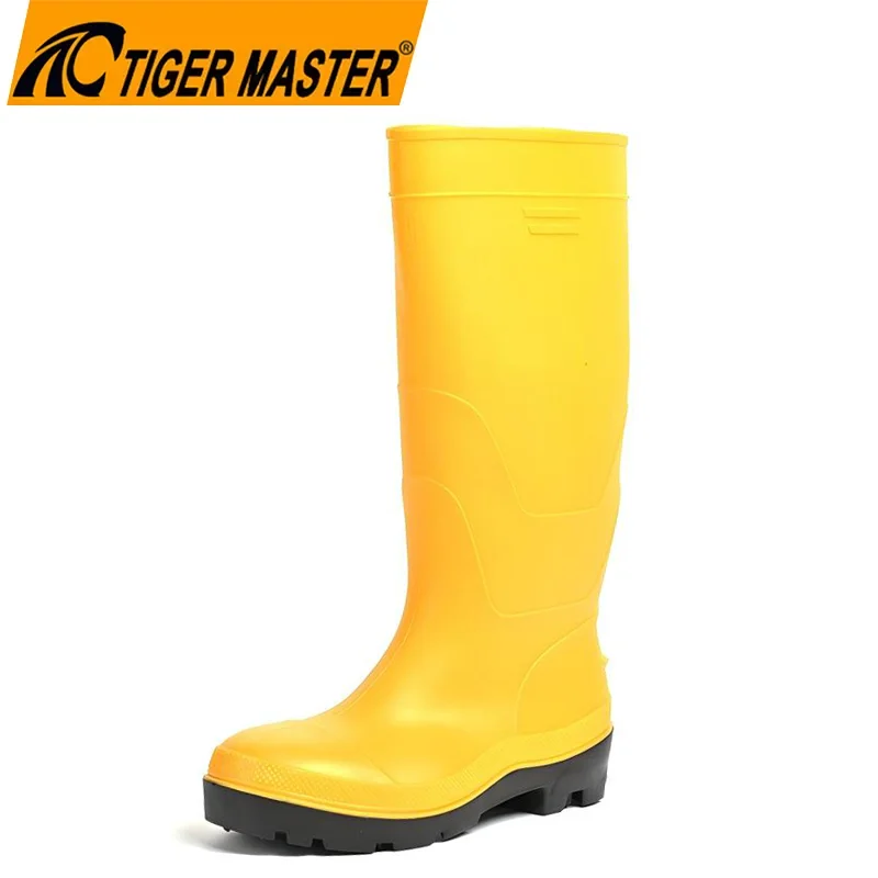 China GB20 Yellow Waterproof PVC Safety Rain Boots with Steel toe Steel Midsole manufacturer