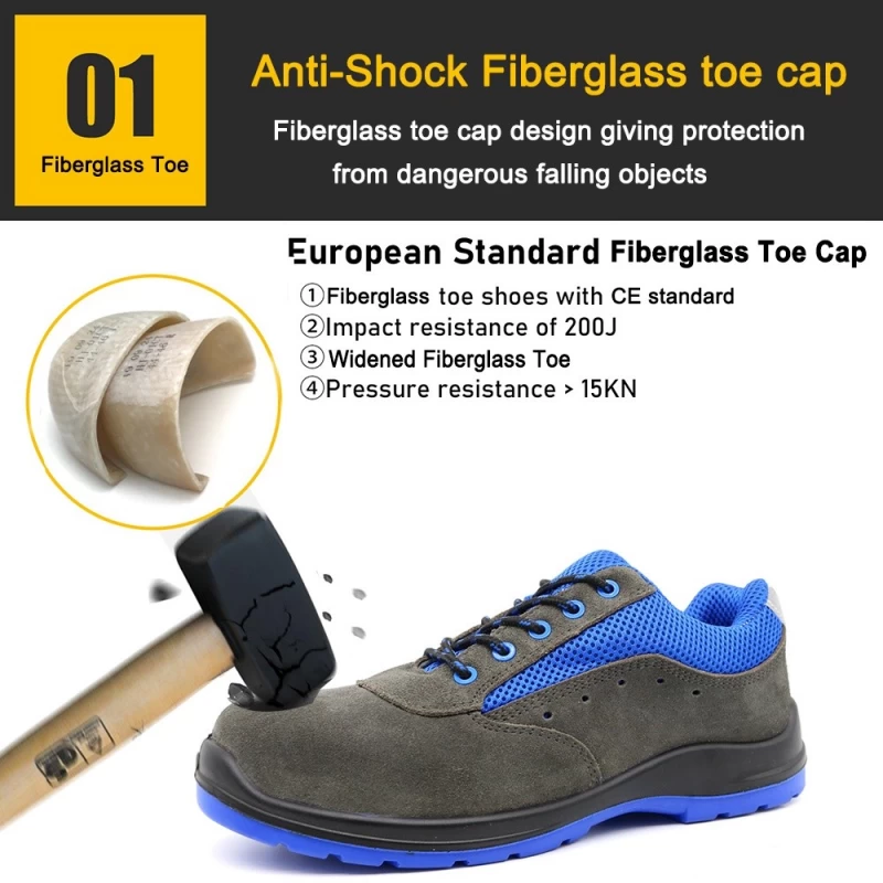 China TM223GB Grey Anti Static Suede Safety Shoes with Fiberglass Toe for Warehouse manufacturer