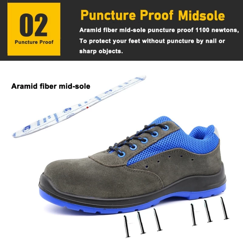 China TM223GB Grey Anti Static Suede Safety Shoes with Fiberglass Toe for Warehouse manufacturer