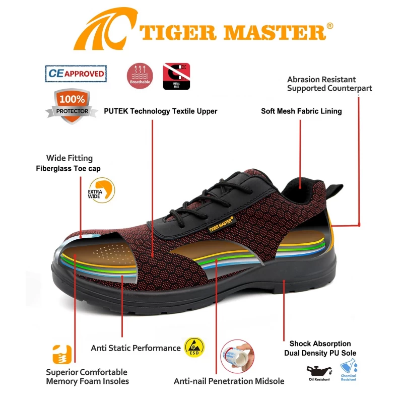 China TM268 PUTEK Technoloy Textile Work Safety Shoes Oil and Slip Resistant manufacturer