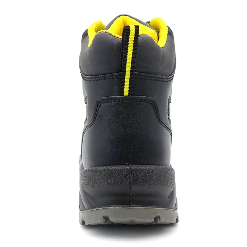 China TM021-2 Fiberglass Toe Anti Puncture Black Leather Safety Boots for Men manufacturer