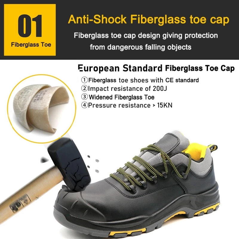 China TM3367 PU Rubber Sole Oil Industry Work Safety Shoes Leather with Fiberglass Toe manufacturer