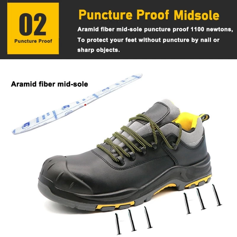 China TM3367 PU Rubber Sole Oil Industry Work Safety Shoes Leather with Fiberglass Toe manufacturer