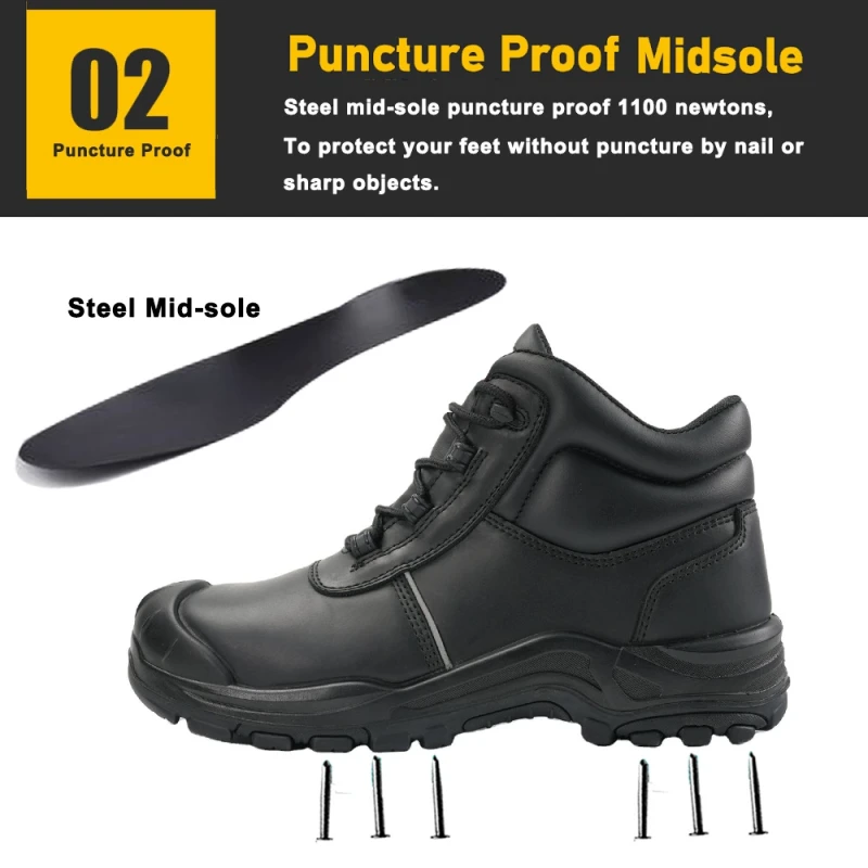 China TM3370 Steel Toe Anti Puncture Leather Industrial Safety Boots Men manufacturer
