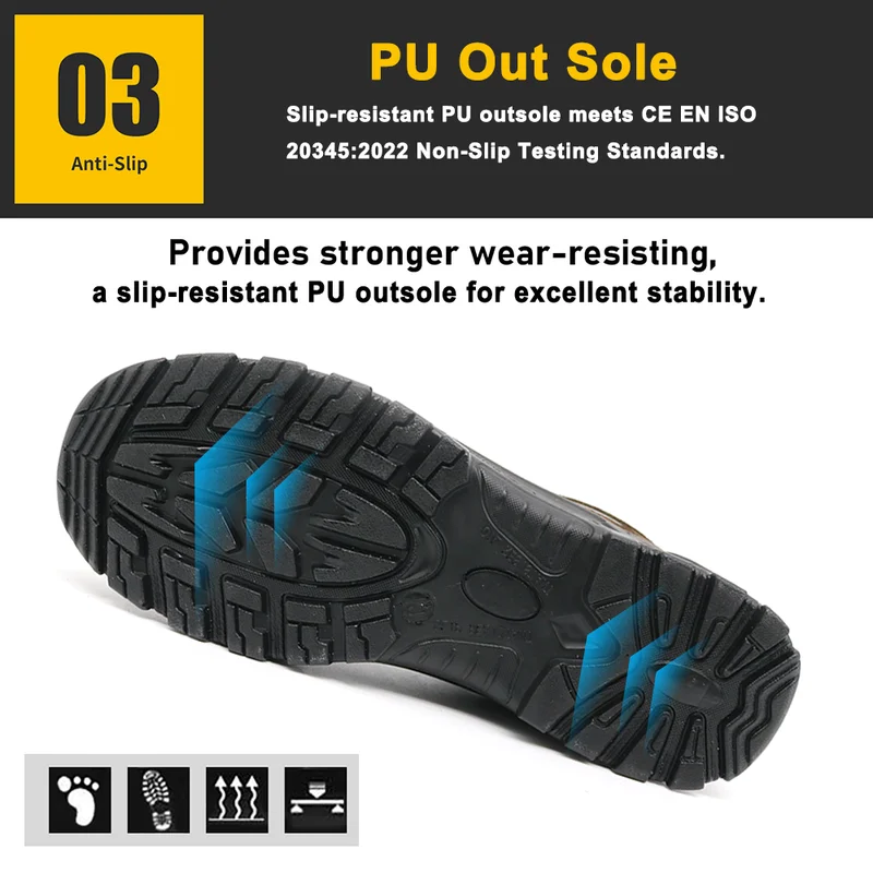 China TM3370 Steel Toe Anti Puncture Leather Industrial Safety Boots Men manufacturer